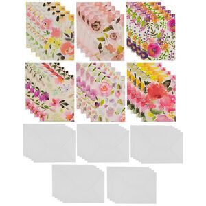 Gemstone 24 Pack of Mini Floral Blank Note Cards for Any Occasion with Envelopes
